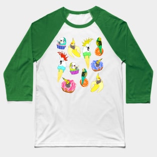 funny food birb doodle pattern Baseball T-Shirt